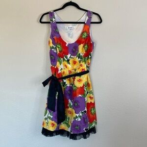 Kensie silk floral tank mini dress women's large